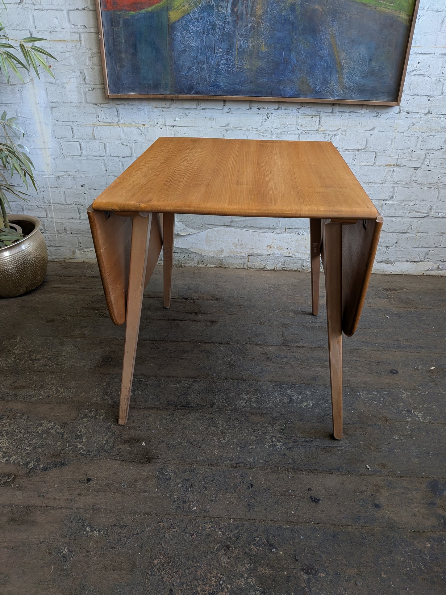 4 Mid Century Modern Ercol All Purpose Chairs and Ercol Drop Leaf Kitchen Bistro Cafe Dining Table