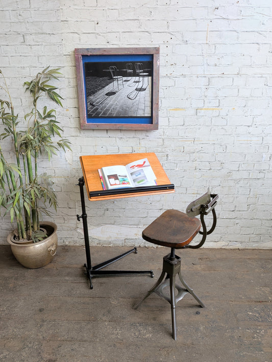 Antique Vintage Adjustable Industrial Artists Workbench Desk Book Reading Table