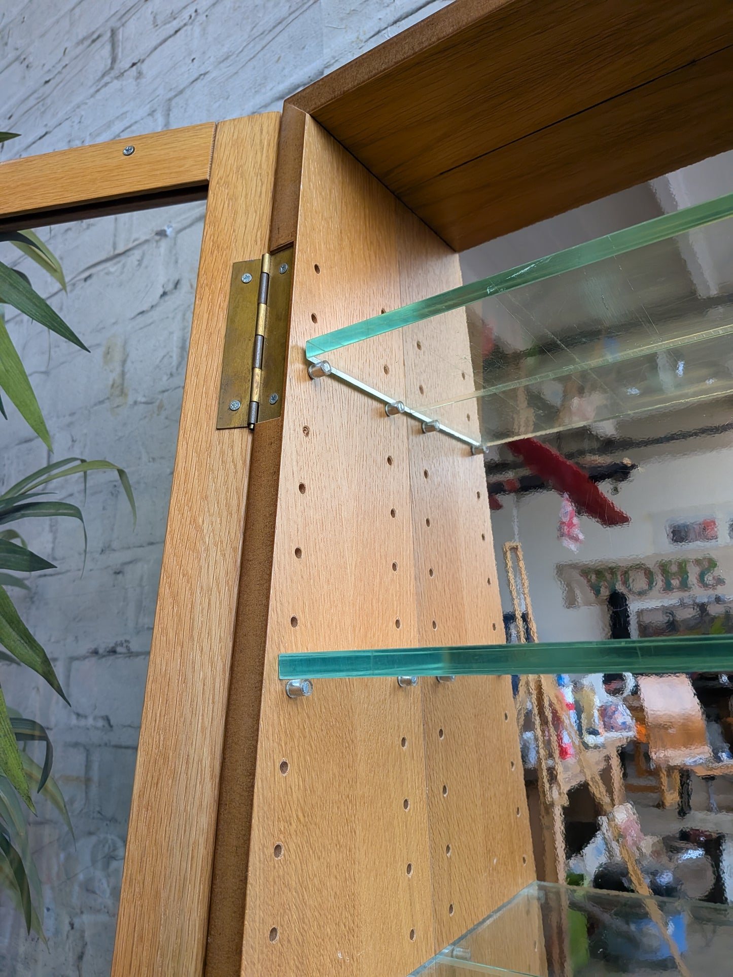 Vintage Retro Oak 4 Shelf Shop Haberdashery Table Top Display Shelving Unit.