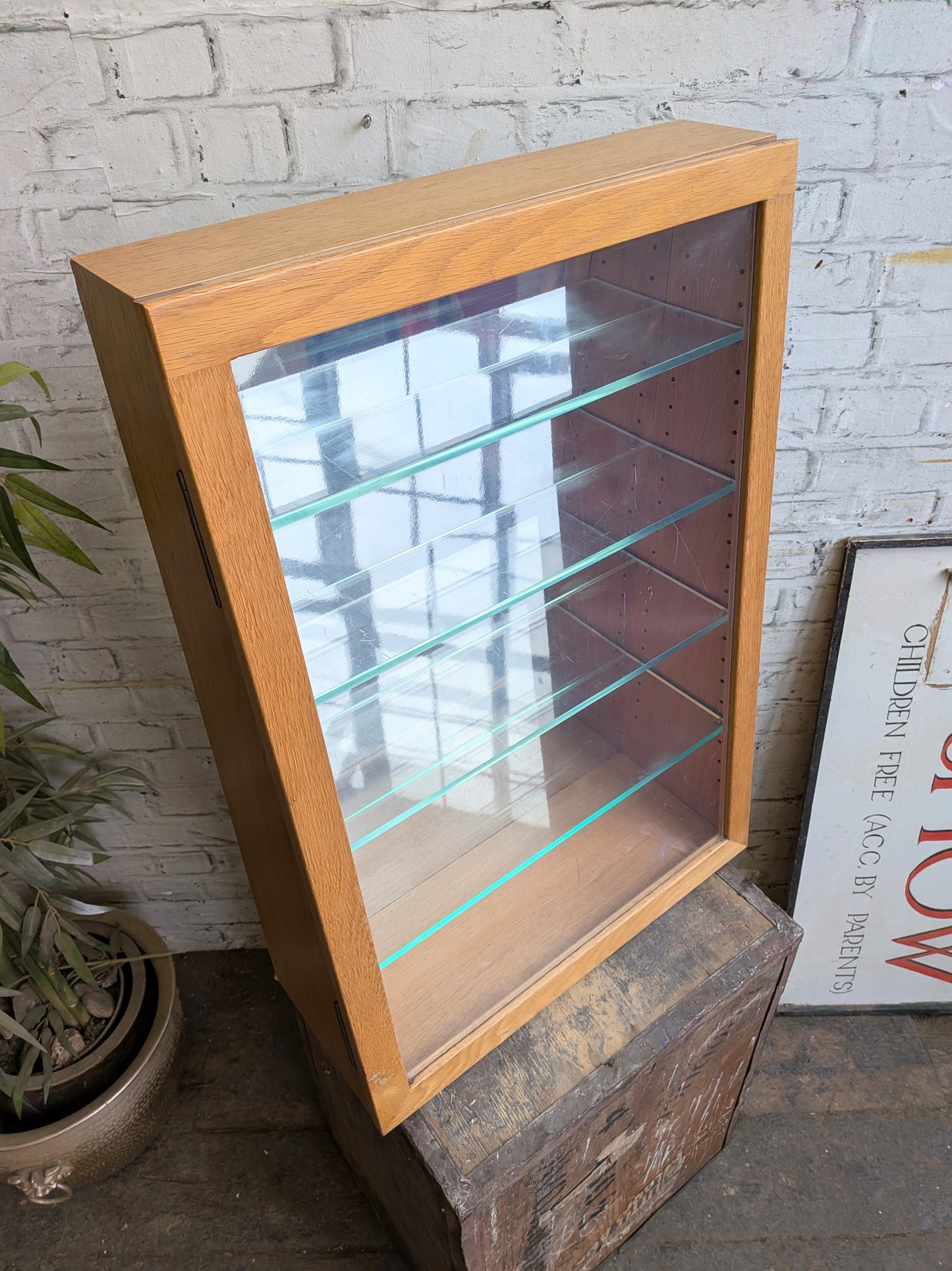 Vintage Retro Oak 4 Shelf Shop Haberdashery Table Top Display Shelving Unit.