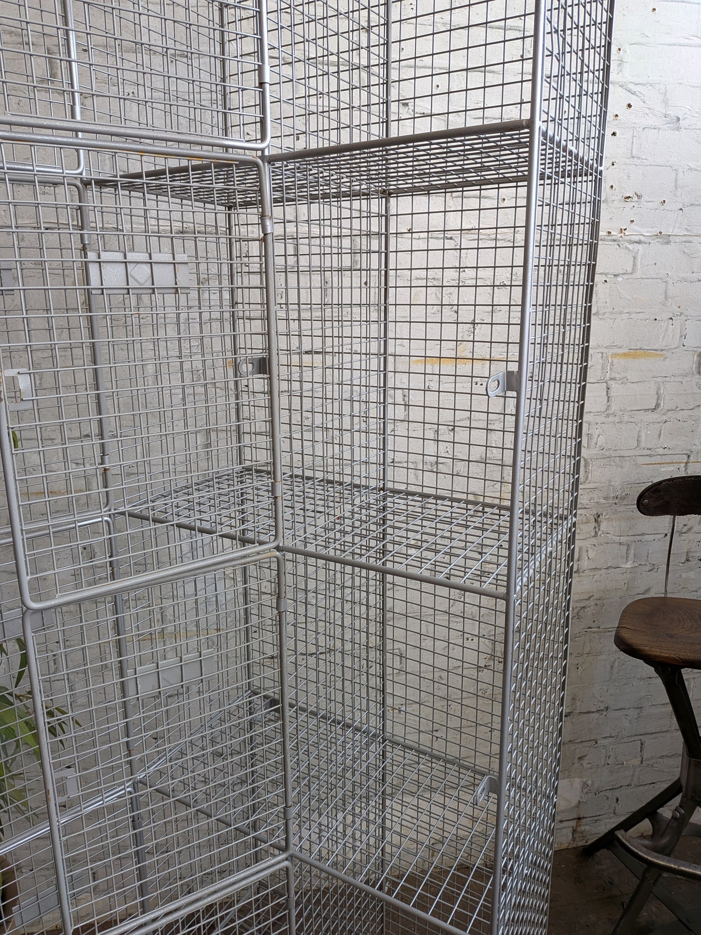 Industrial Retro Mid Century Modern Style Metal Steel Wire Coat Storage Locker