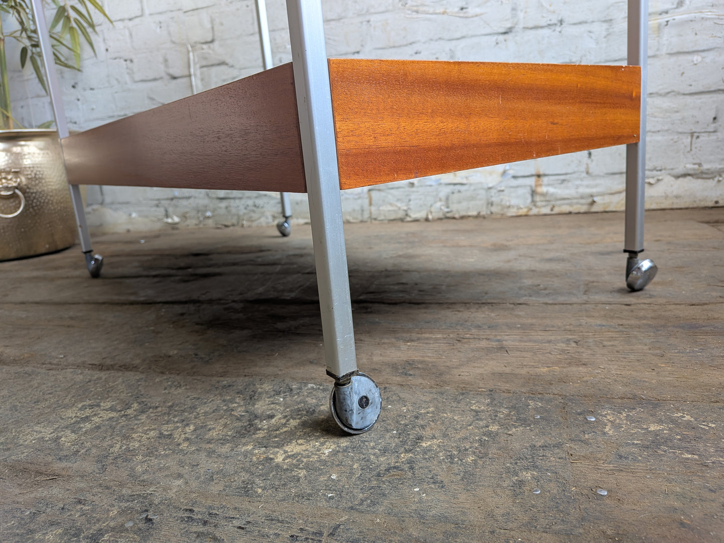 Vintage Mid Century Modern 2 Tier Drinks or Record Player Media Trolley Table