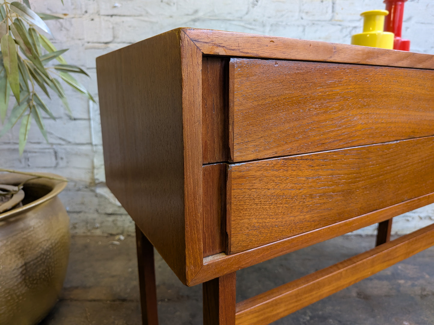 Vintage 60s Mid Century Modern Danish Niels Clausen NC Mobler Chest of 2 Drawers Side Table