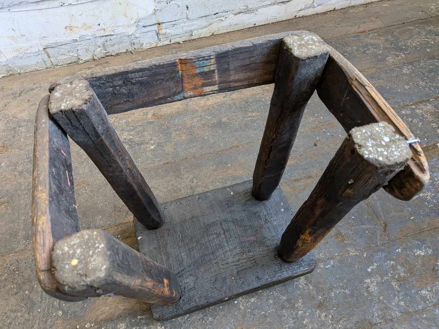 Scarce Antique Primitive Folk Art Industrial Cutlers Style Factory Work Stool
