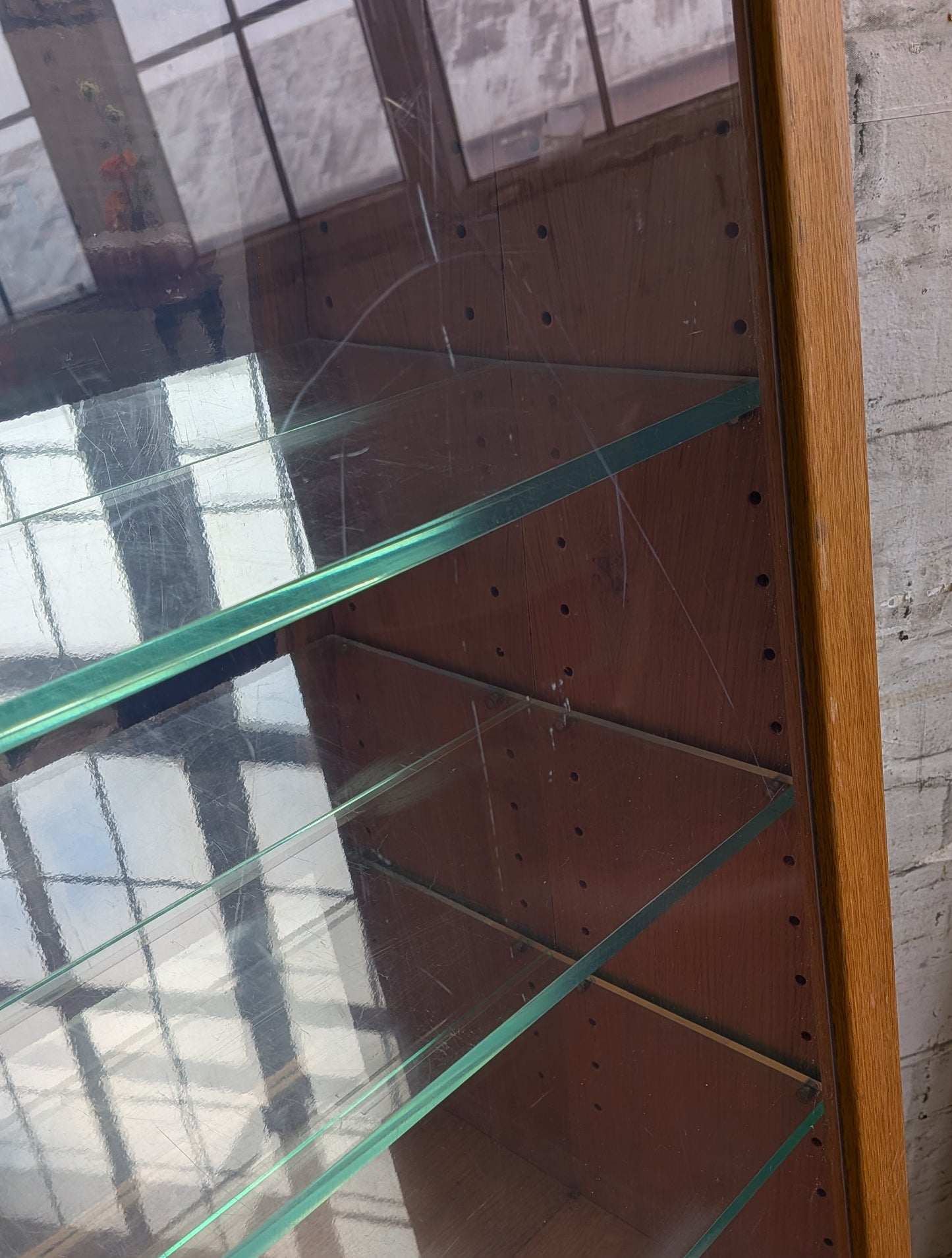 Vintage Retro Oak 4 Shelf Shop Haberdashery Table Top Display Shelving Unit.