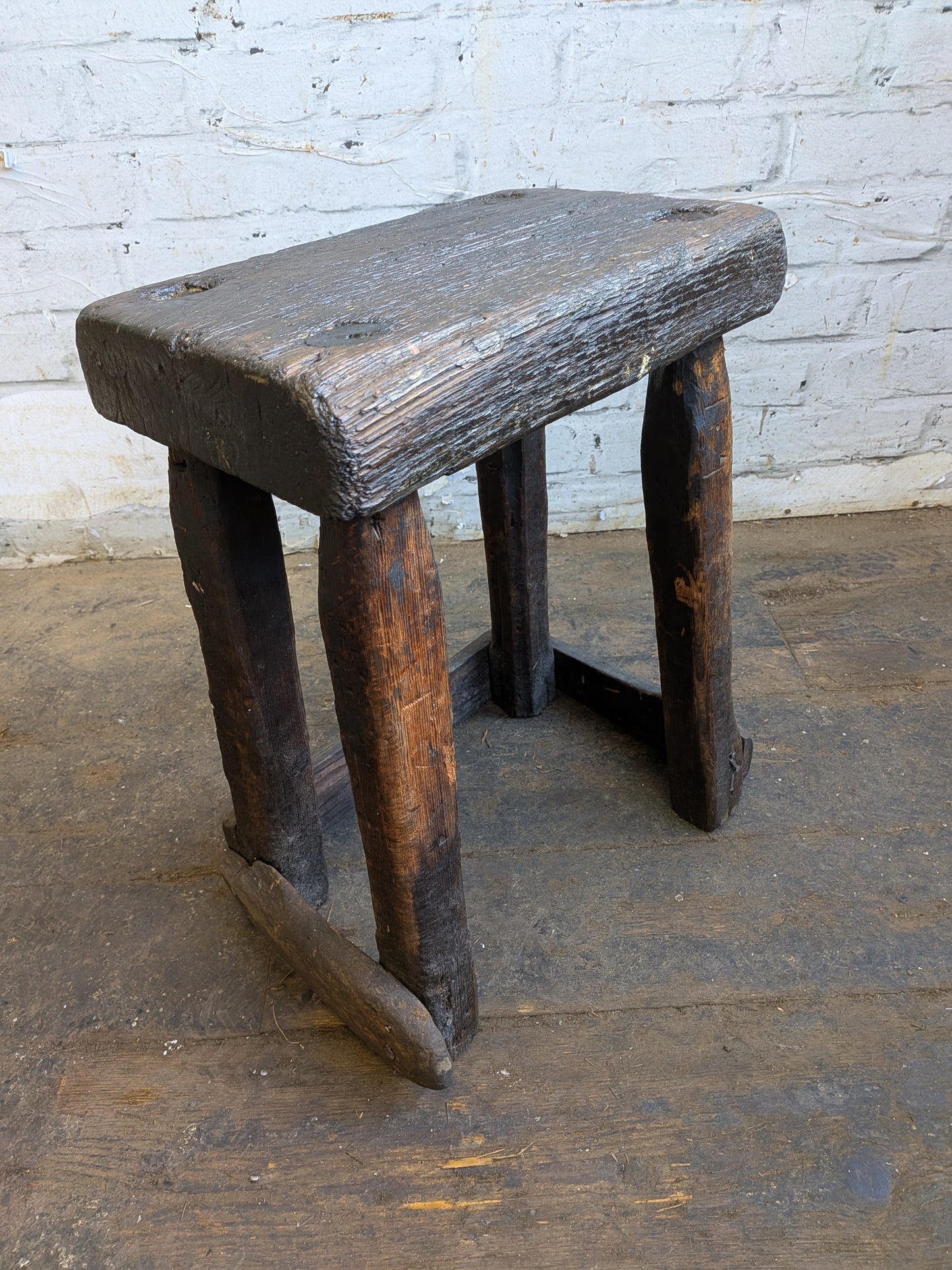 Scarce Antique Primitive Folk Art Industrial Cutlers Style Factory Work Stool