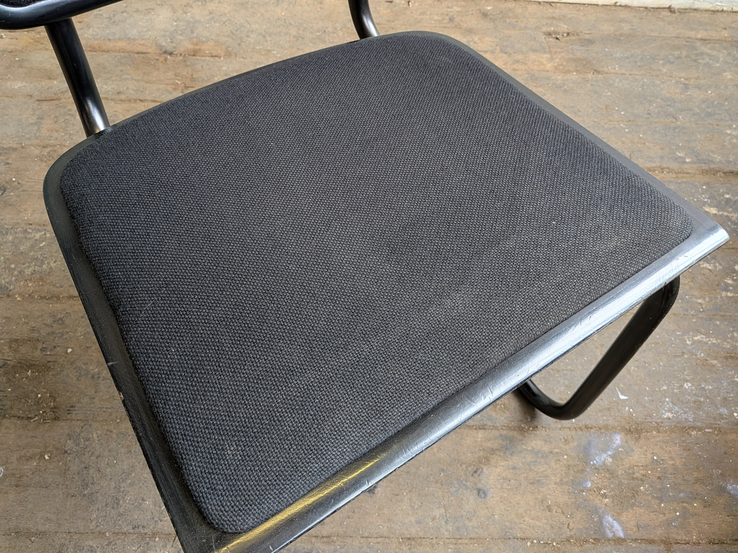 Vintage 70s 80s Marcel Breuer Design Black Cesce Armchair Cantilever Desk Chair