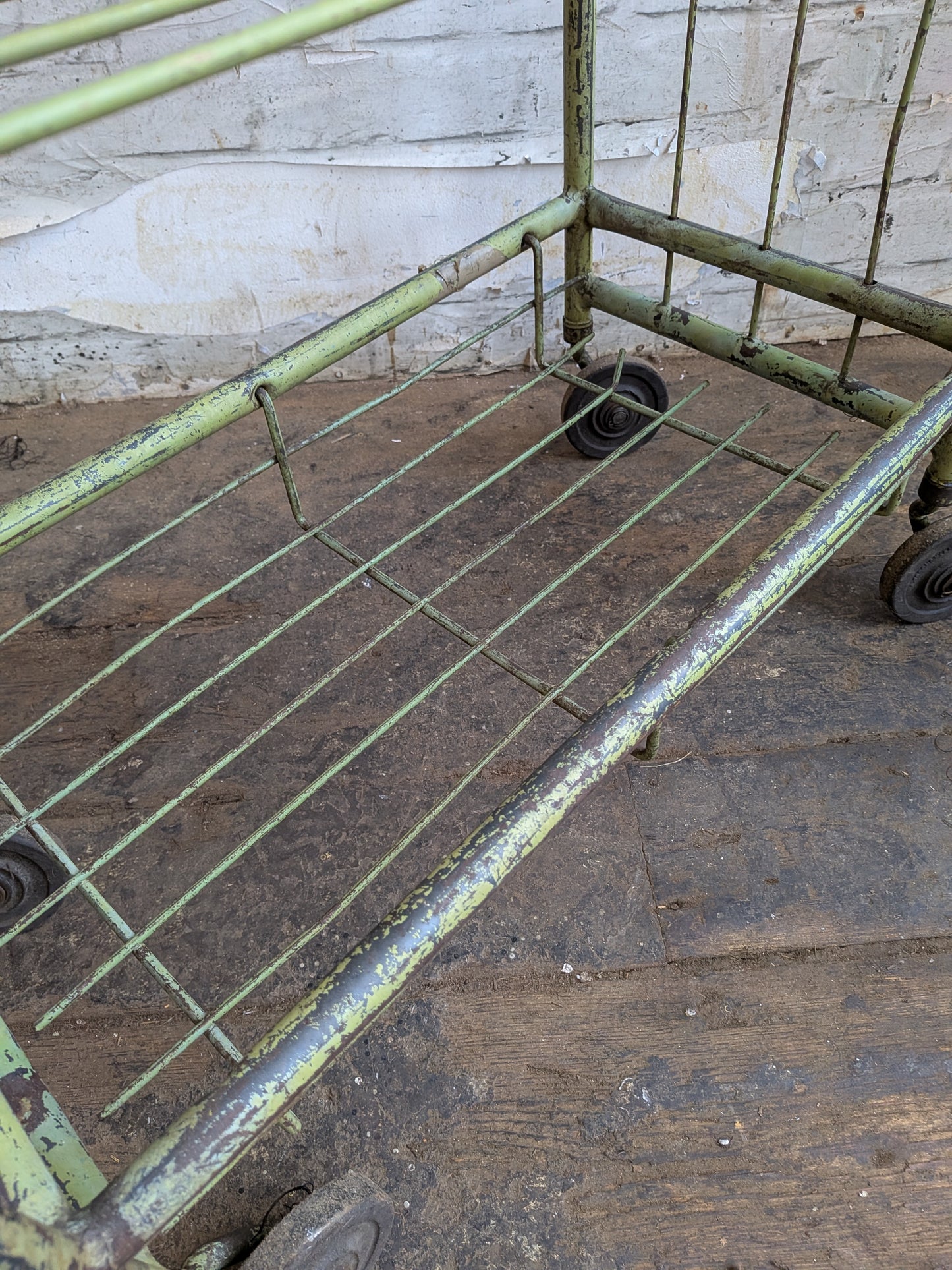 1 x Vintage 50s Mid Century Industrial Factory Steel Book Shelf Shelving Storage Trolley