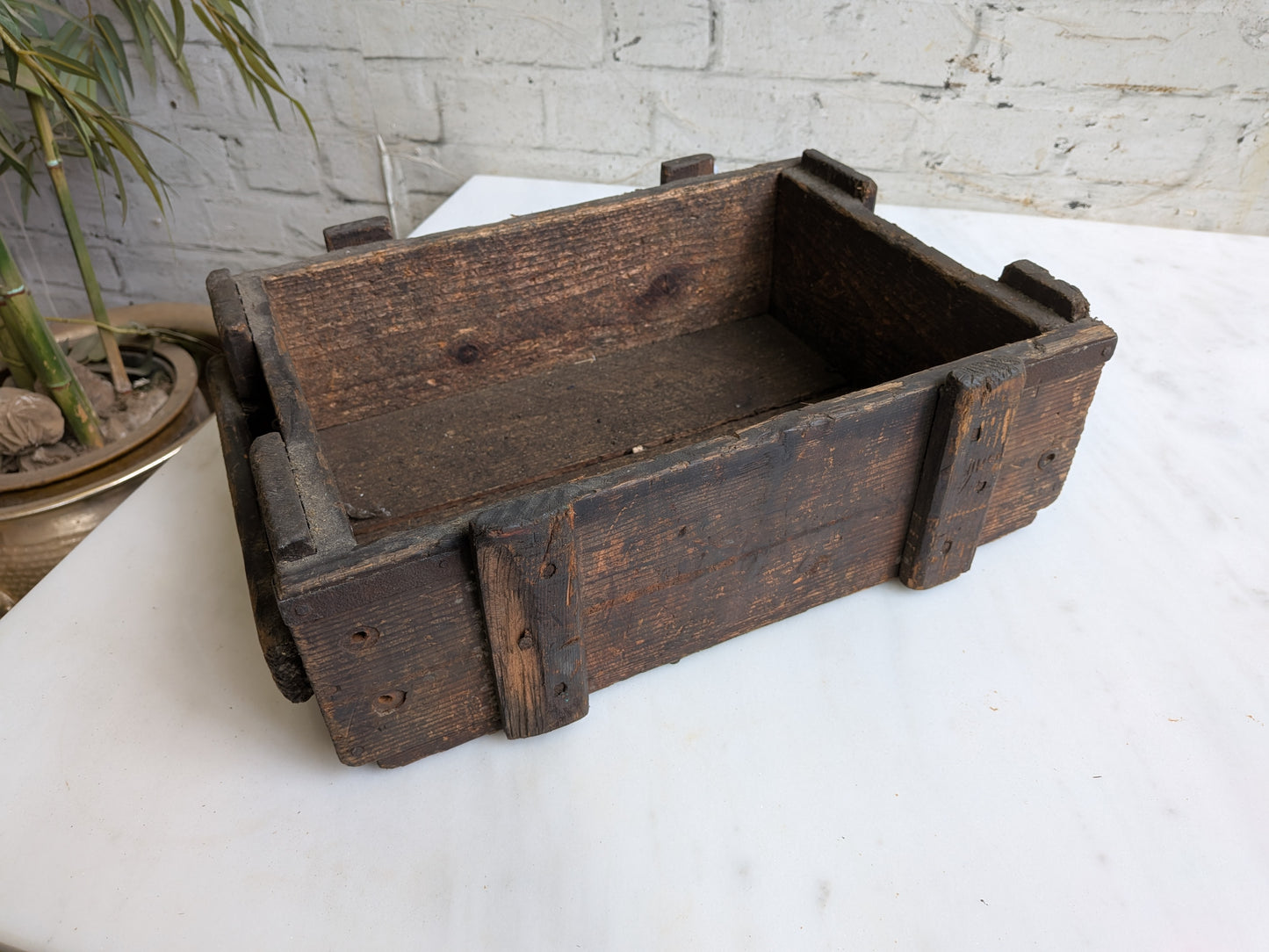 Small Vintage 40s 50s Pine Military Industrial Ammunition Storage Case Crate Box