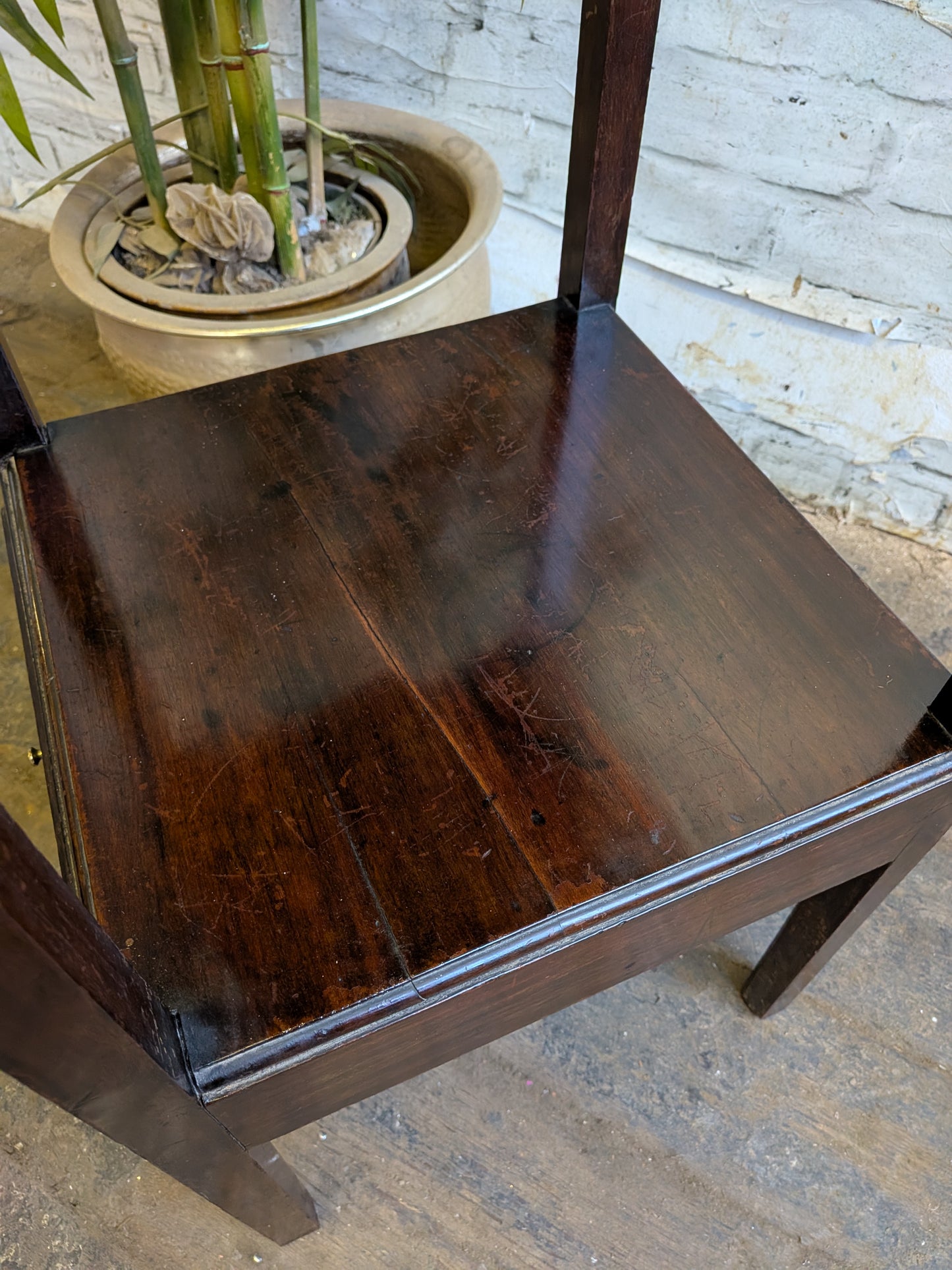 Antique Georgian Mahogany Gents Washstand Bedside Side Plant Table With Drawer