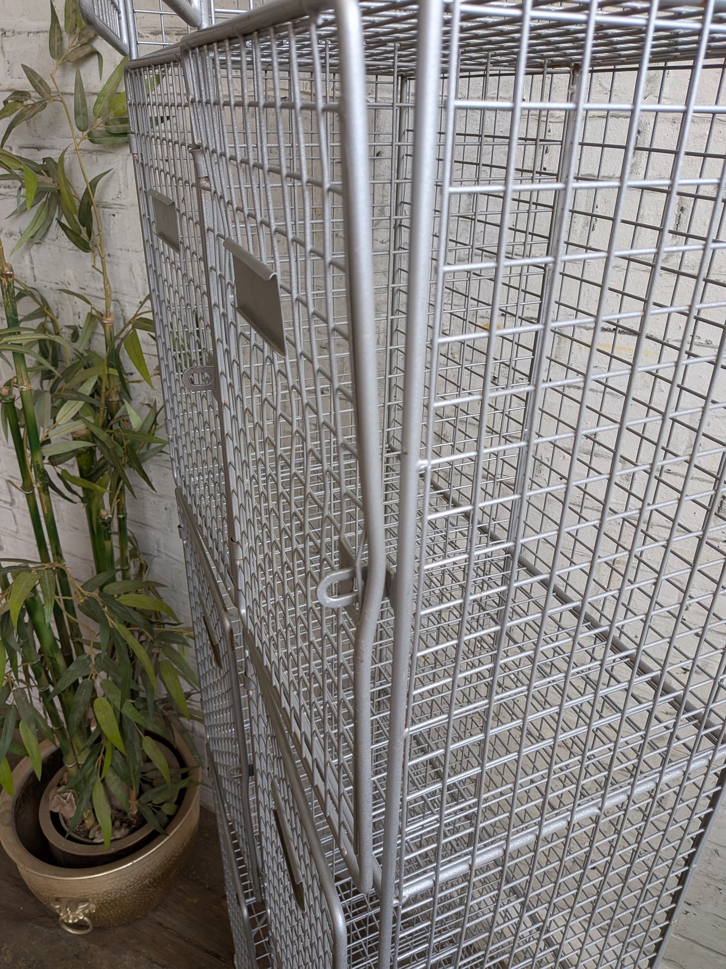 Industrial Retro Mid Century Modern Style Metal Steel Wire Coat Storage Locker