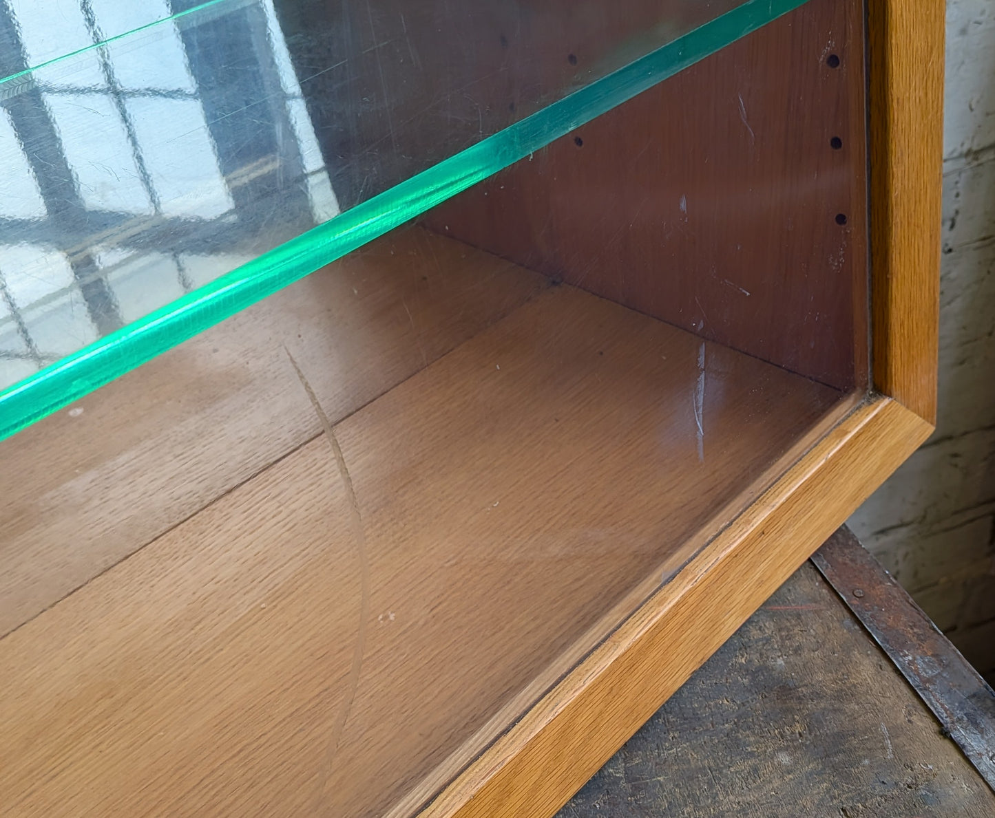 Vintage Retro Oak 4 Shelf Shop Haberdashery Table Top Display Shelving Unit.