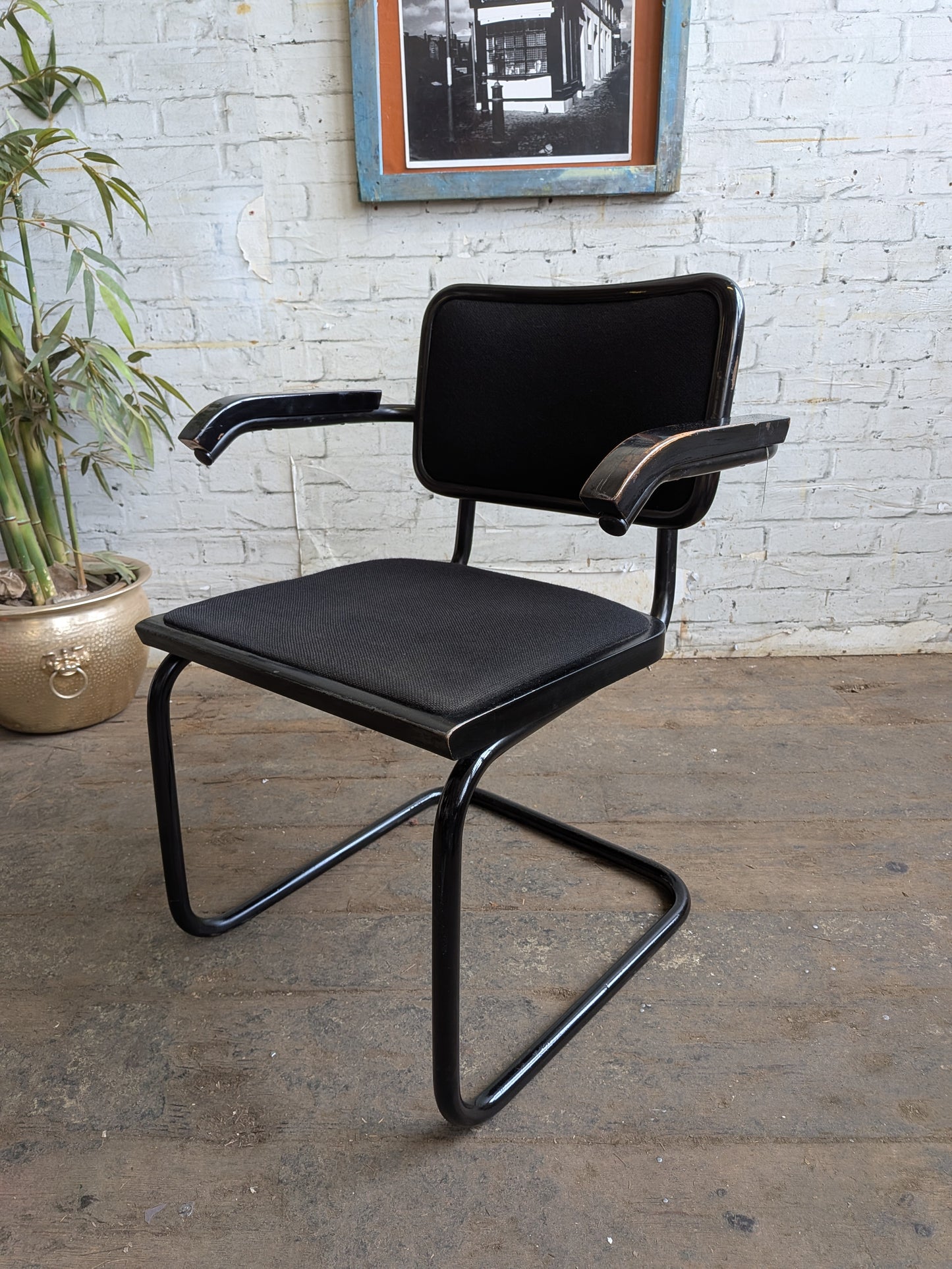 Vintage 70s 80s Marcel Breuer Design Black Cesce Armchair Cantilever Desk Chair