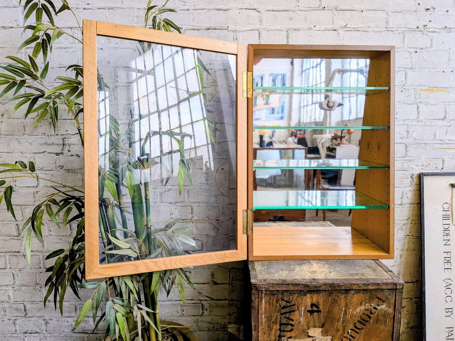 Vintage Retro Oak 4 Shelf Shop Haberdashery Table Top Display Shelving Unit.