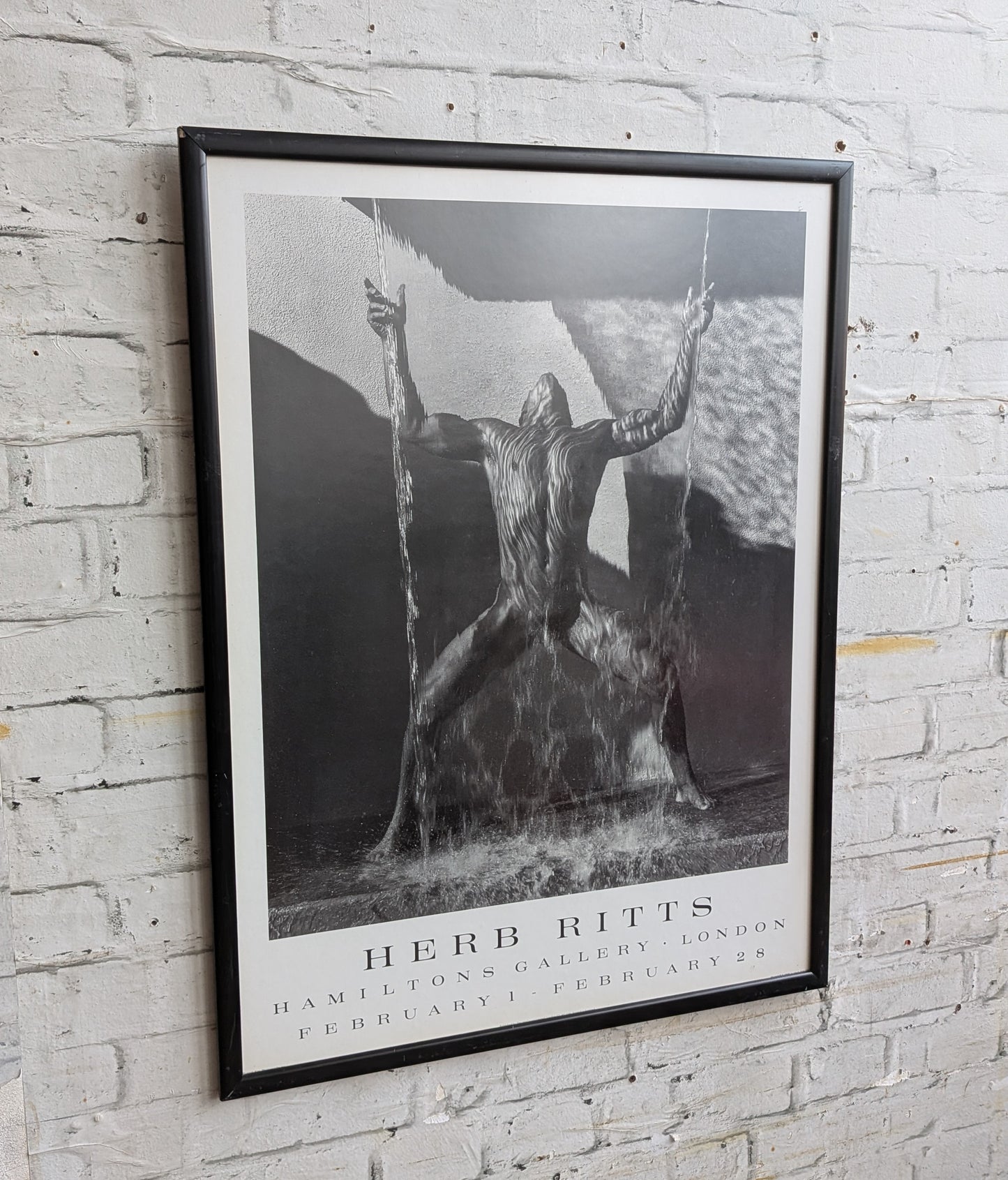 Vintage Framed 1989 Herb Ritts Waterfall II Abstract Nude Photographic Poster