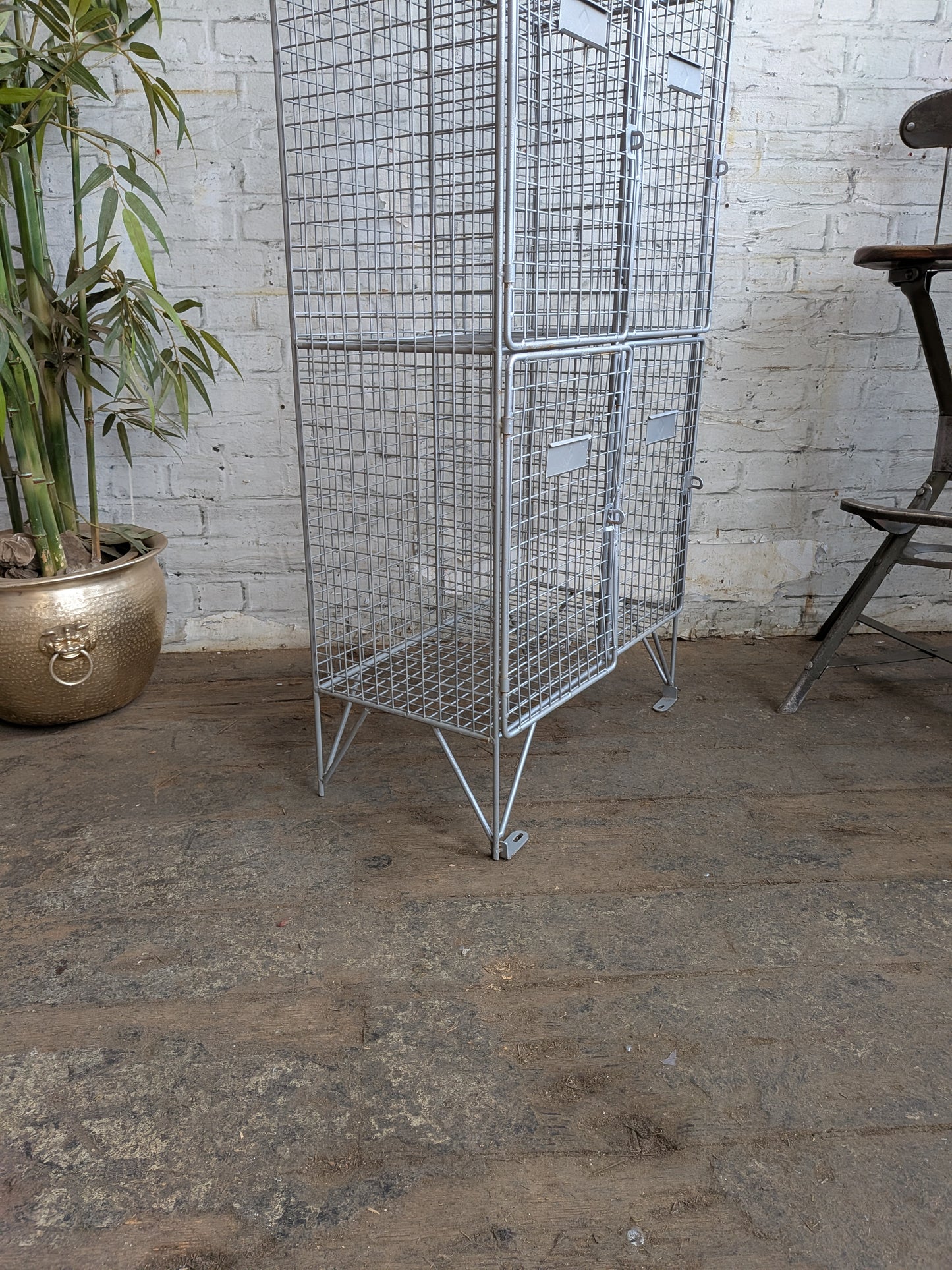 Industrial Retro Mid Century Modern Style Metal Steel Wire Coat Storage Locker