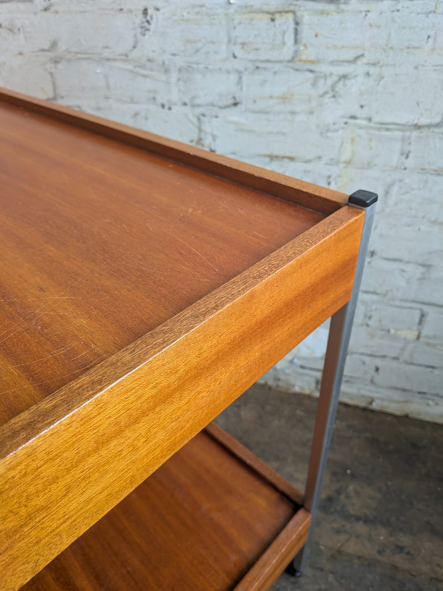 Vintage Mid Century Modern 2 Tier Drinks or Record Player Media Trolley Table