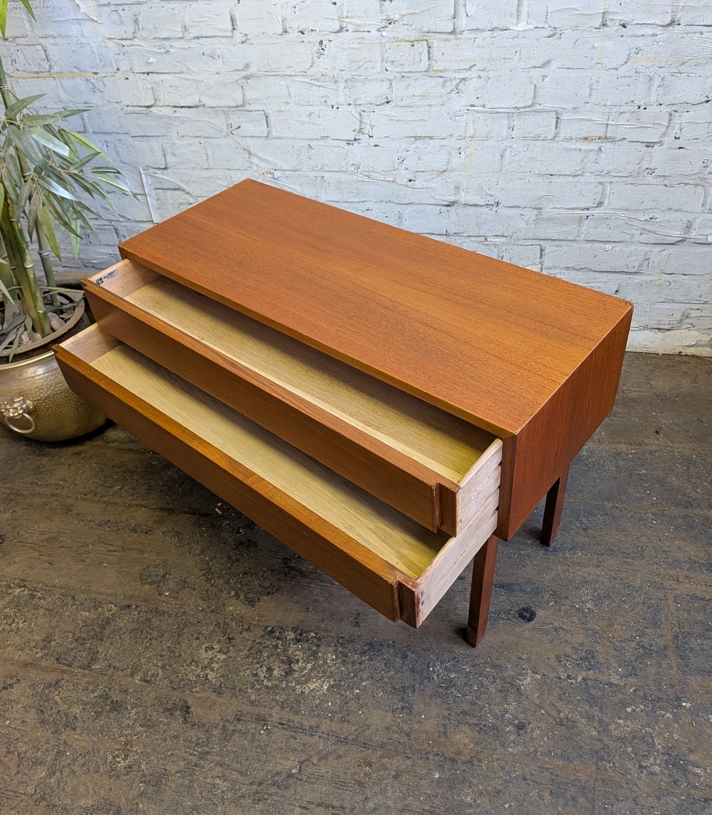Vintage 60s Mid Century Modern Danish Niels Clausen NC Mobler Chest of 2 Drawers Side Table