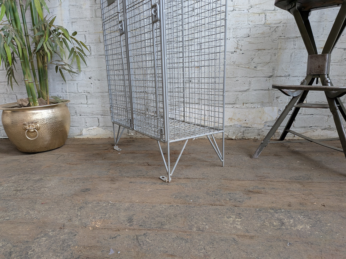 Industrial Retro Mid Century Modern Style Metal Steel Wire Coat Storage Locker
