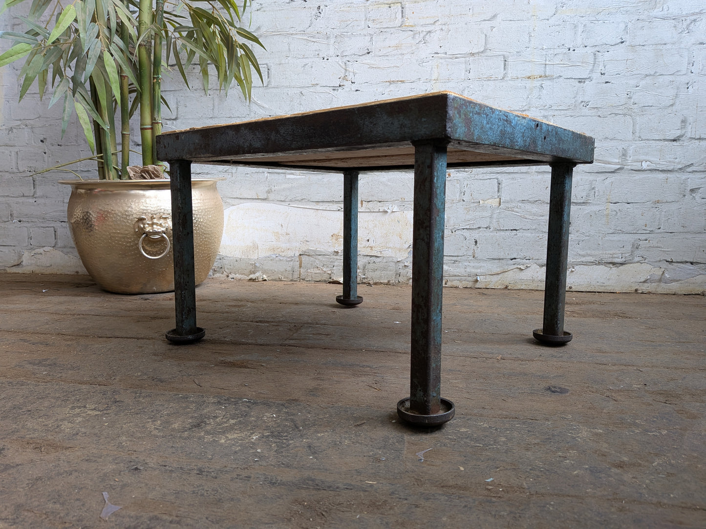 Vintage 50s 60s Mid Century Industrial Steel Side Coffee Lamp Table