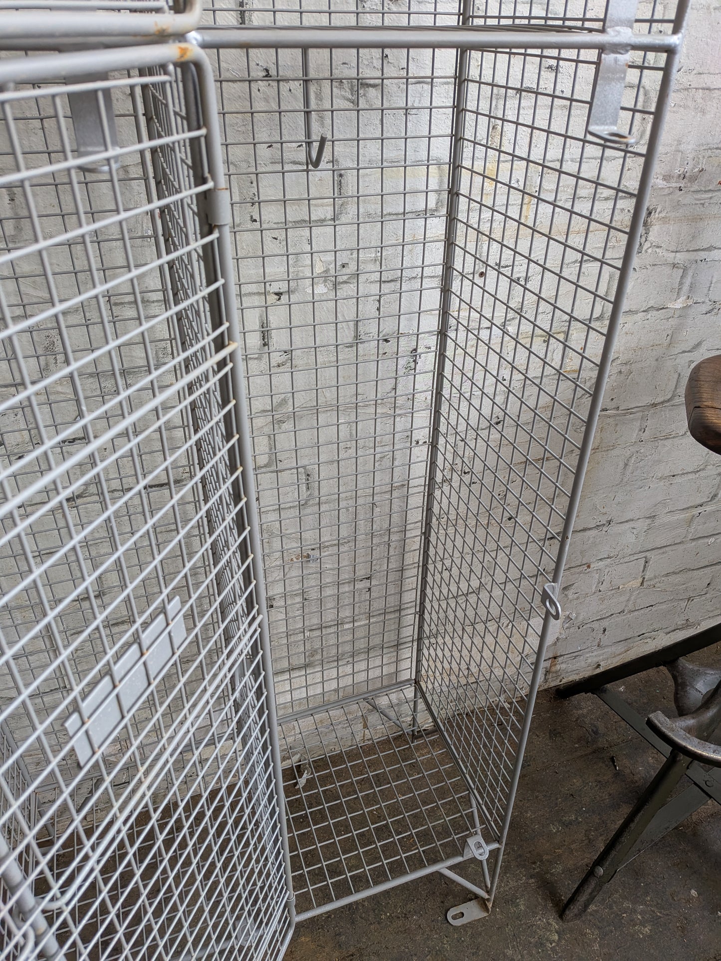 Industrial Retro Mid Century Modern Style Metal Steel Wire Coat Storage Locker