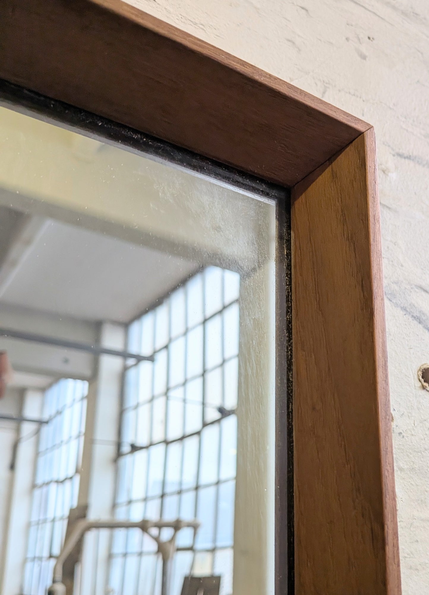 Large Vintage Mid Century Modern Danish Style Teak Wall Mirror