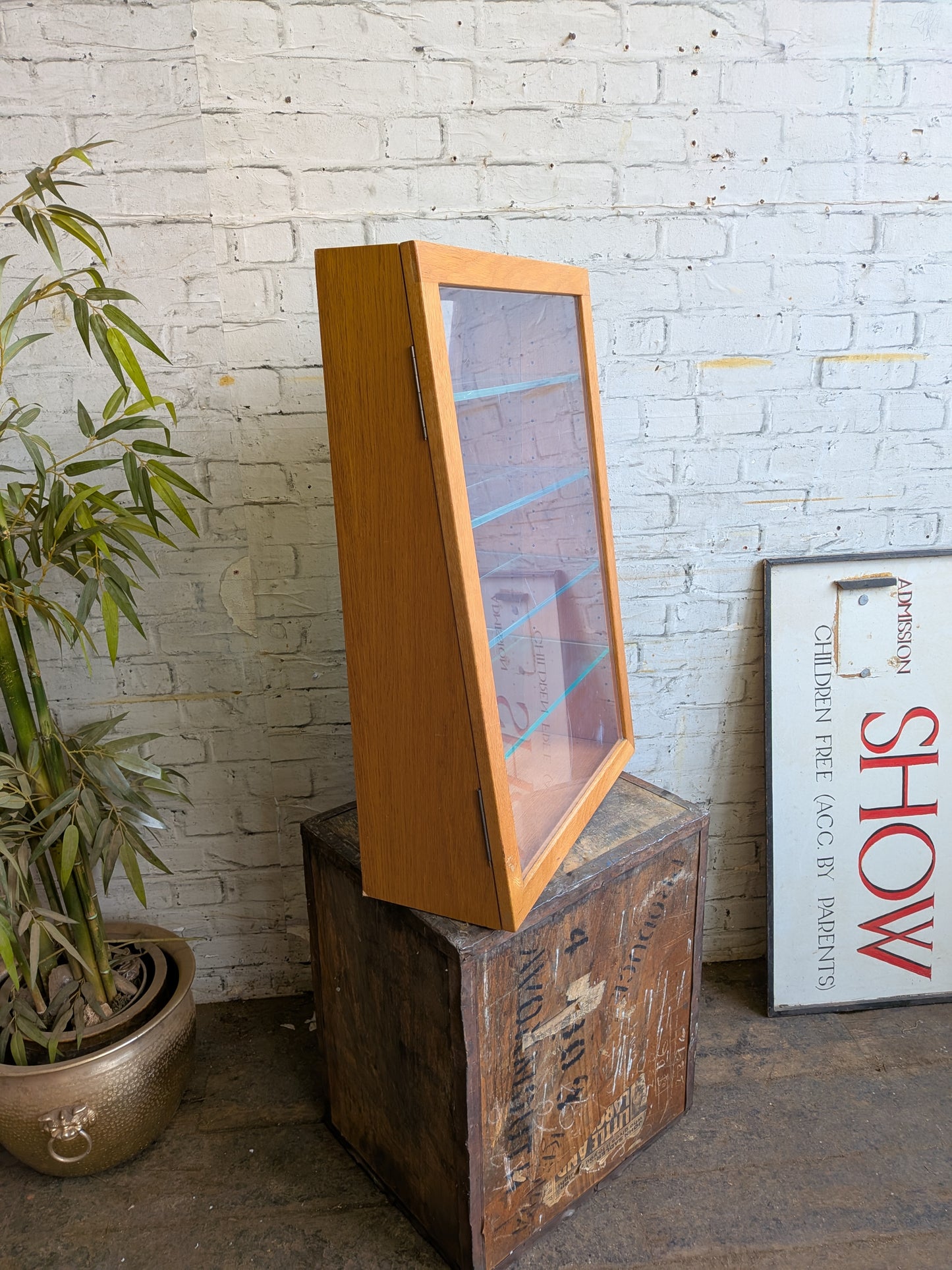 Vintage Retro Oak 4 Shelf Shop Haberdashery Table Top Display Shelving Unit.
