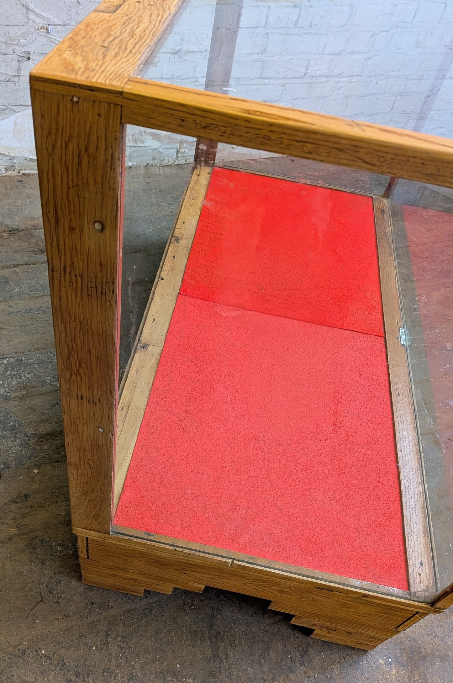 1920s 30s Vintage Art Deco Oak Glazed Haberdashery Shop Display Counter Cabinet