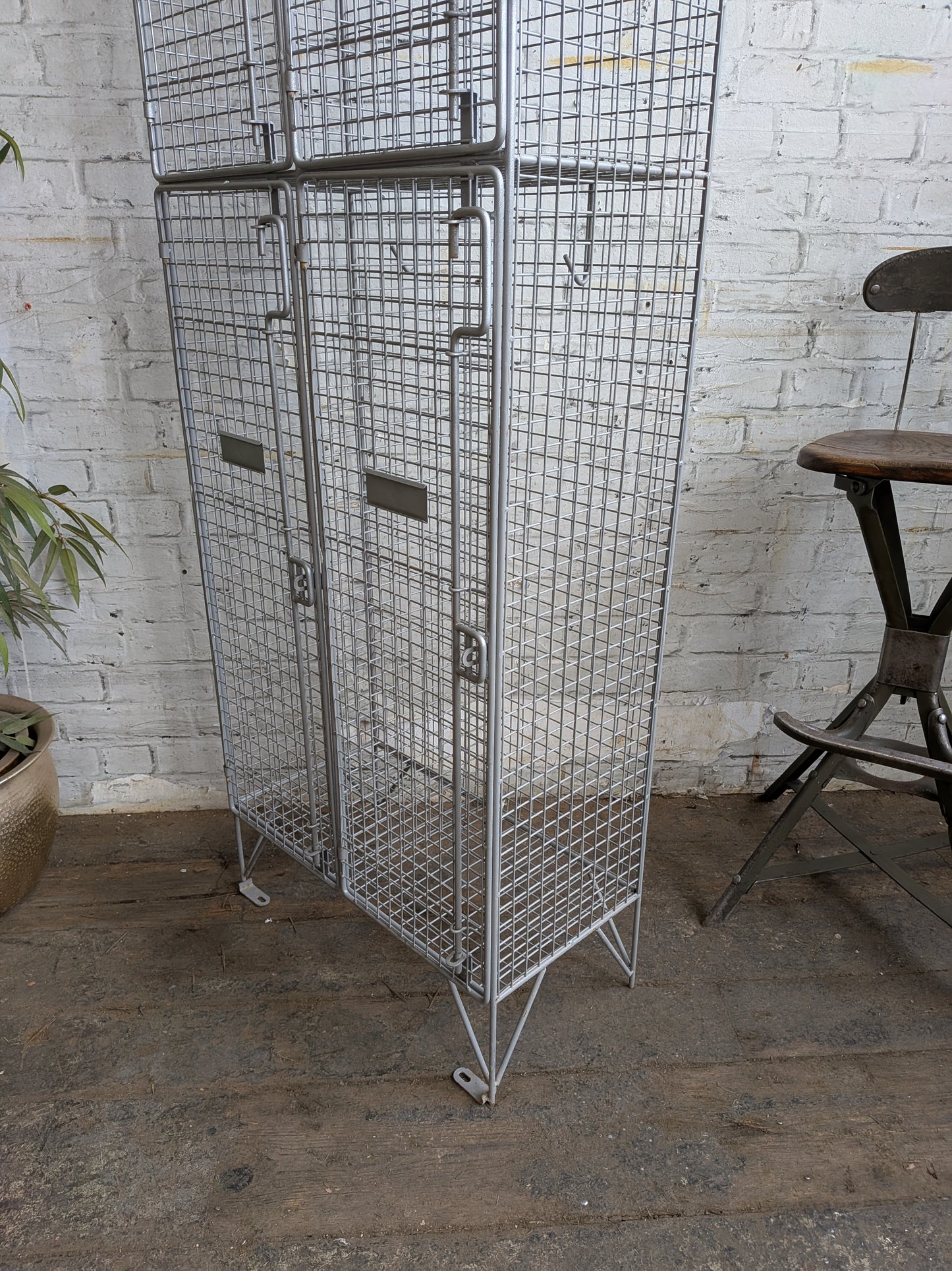 Industrial Retro Mid Century Modern Style Metal Steel Wire Coat Storage Locker