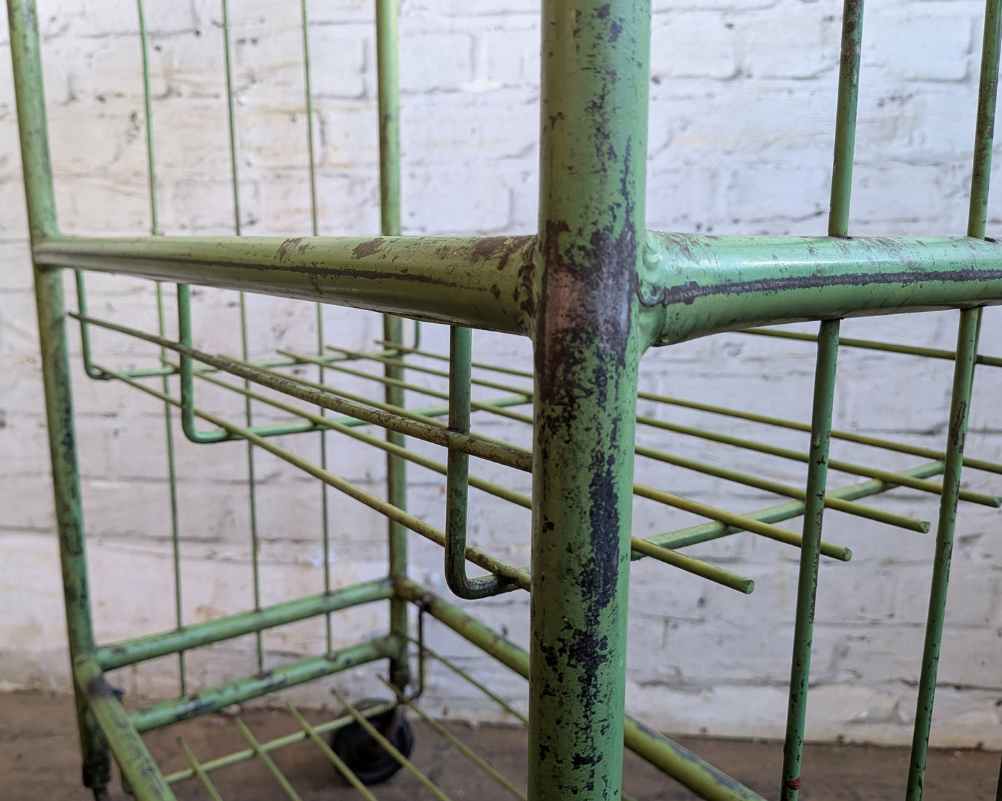 1 x Vtg Mid Century Industrial Factory Steel Book Shelf Shelving Storage Trolley