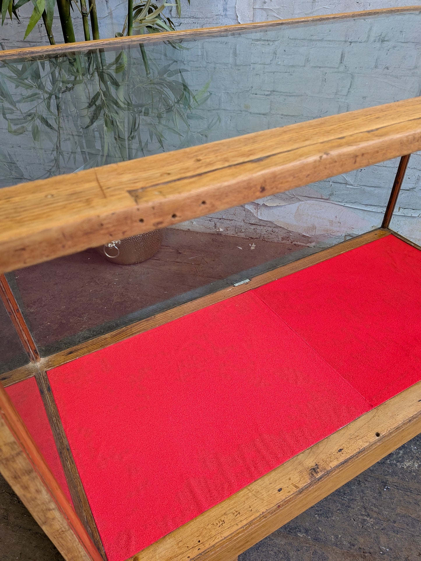 1920s 30s Vintage Art Deco Oak Glazed Haberdashery Shop Display Counter Cabinet