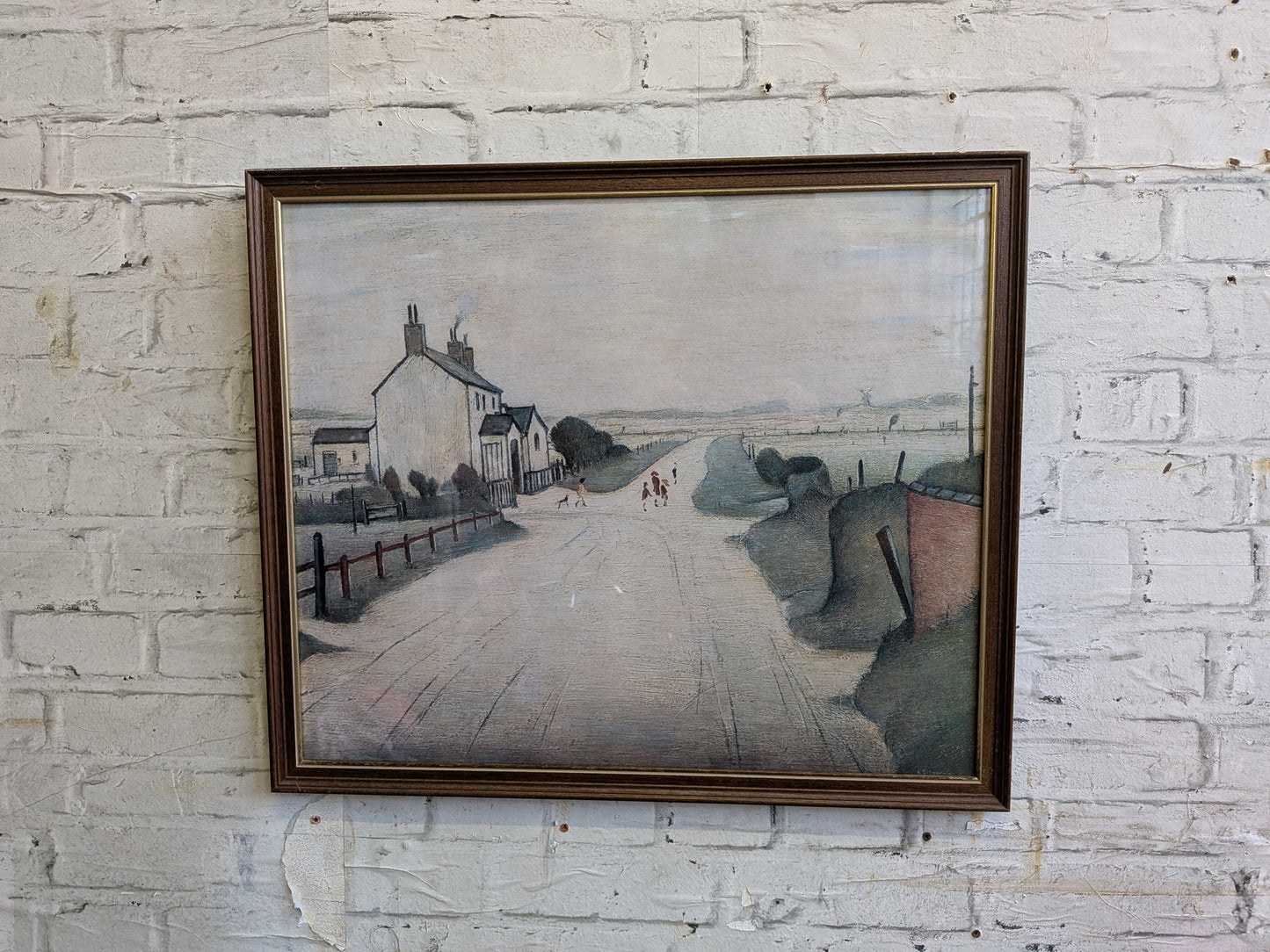 Rare Vintage 70s 80s Framed Print of L.S. Lowry A Country Road (1952)