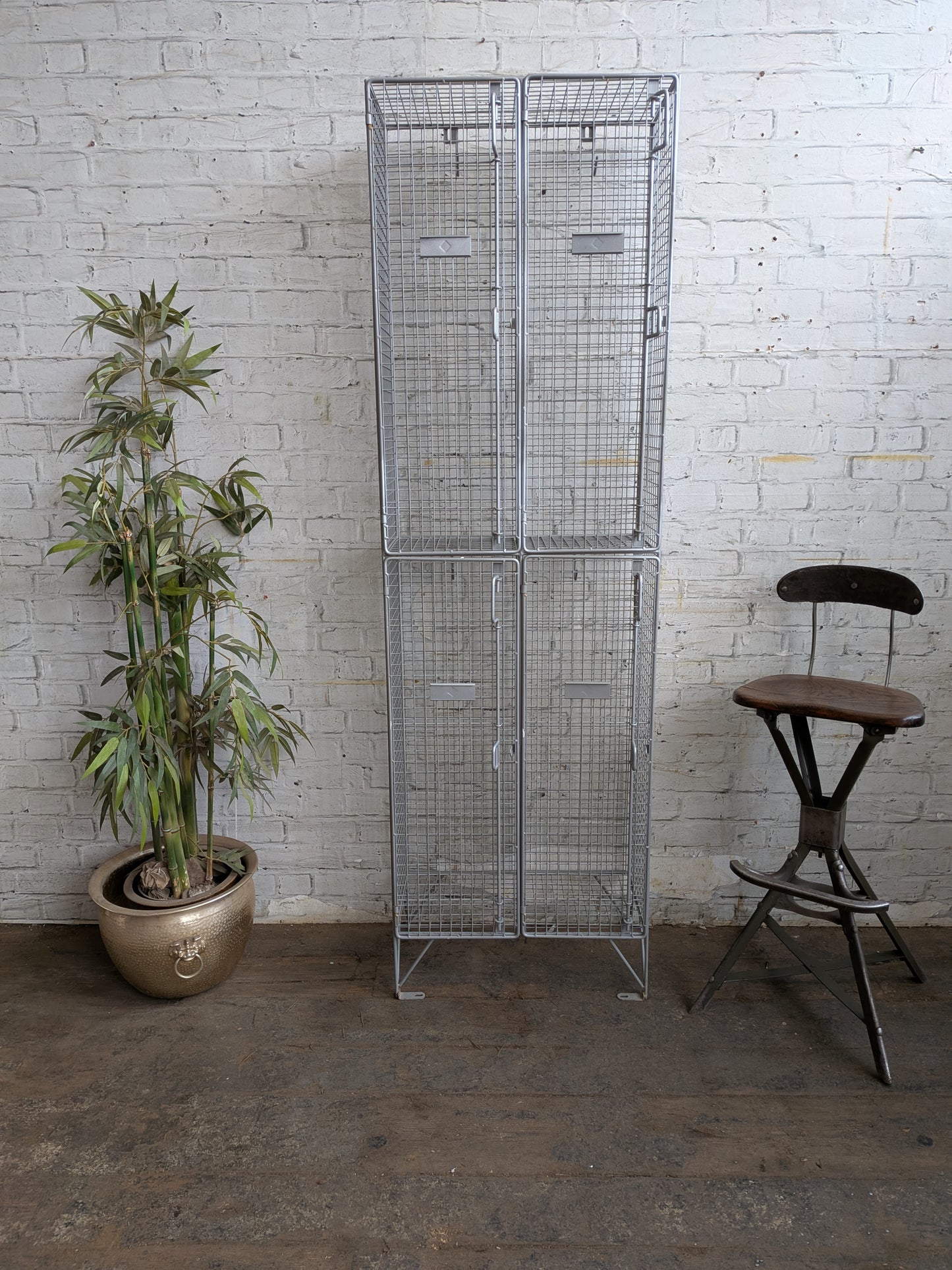 Industrial Retro Mid Century Modern Style Metal Steel Wire Coat Storage Locker