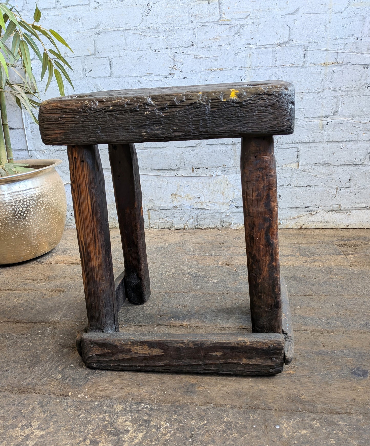 Scarce Antique Primitive Folk Art Industrial Cutlers Style Factory Work Stool