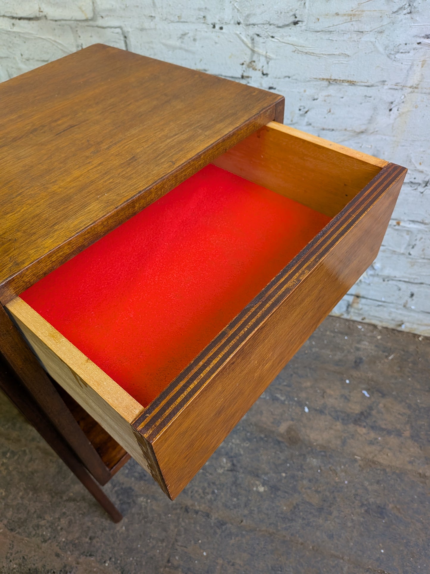 Vintage 1950s 60s Retro Mid Century Modern Side Table Bedside Cabinet with Single Drawer