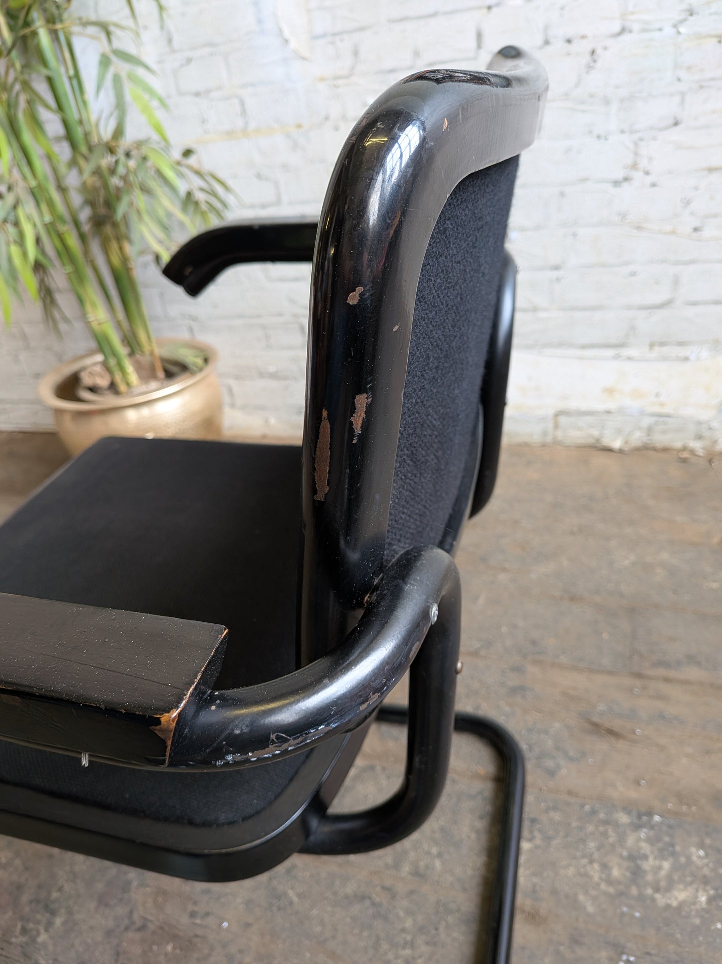 Vintage 70s 80s Marcel Breuer Design Black Cesce Armchair Cantilever Desk Chair