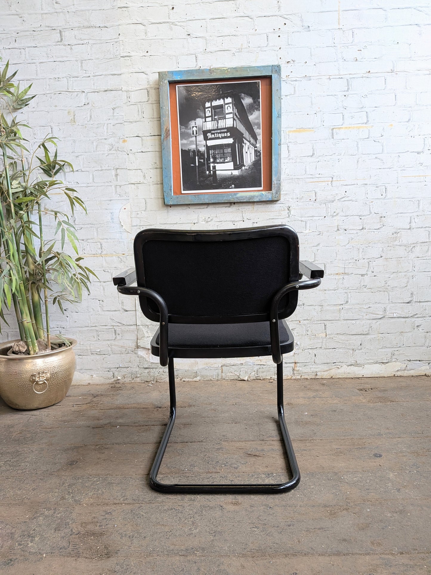 Vintage 70s 80s Marcel Breuer Design Black Cesce Armchair Cantilever Desk Chair
