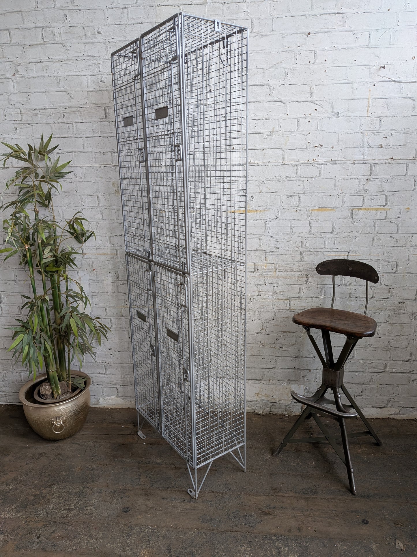 Industrial Retro Mid Century Modern Style Metal Steel Wire Coat Storage Locker