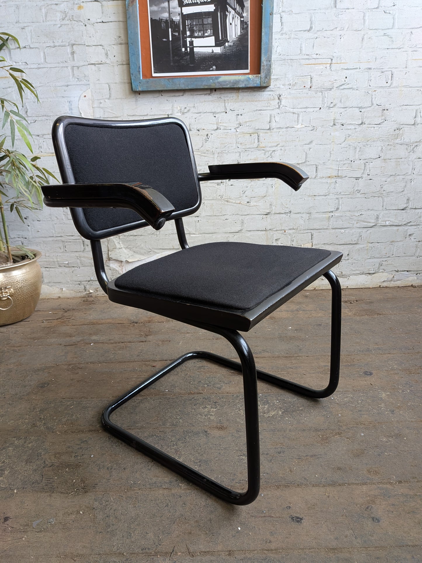 Vintage 70s 80s Marcel Breuer Design Black Cesce Armchair Cantilever Desk Chair