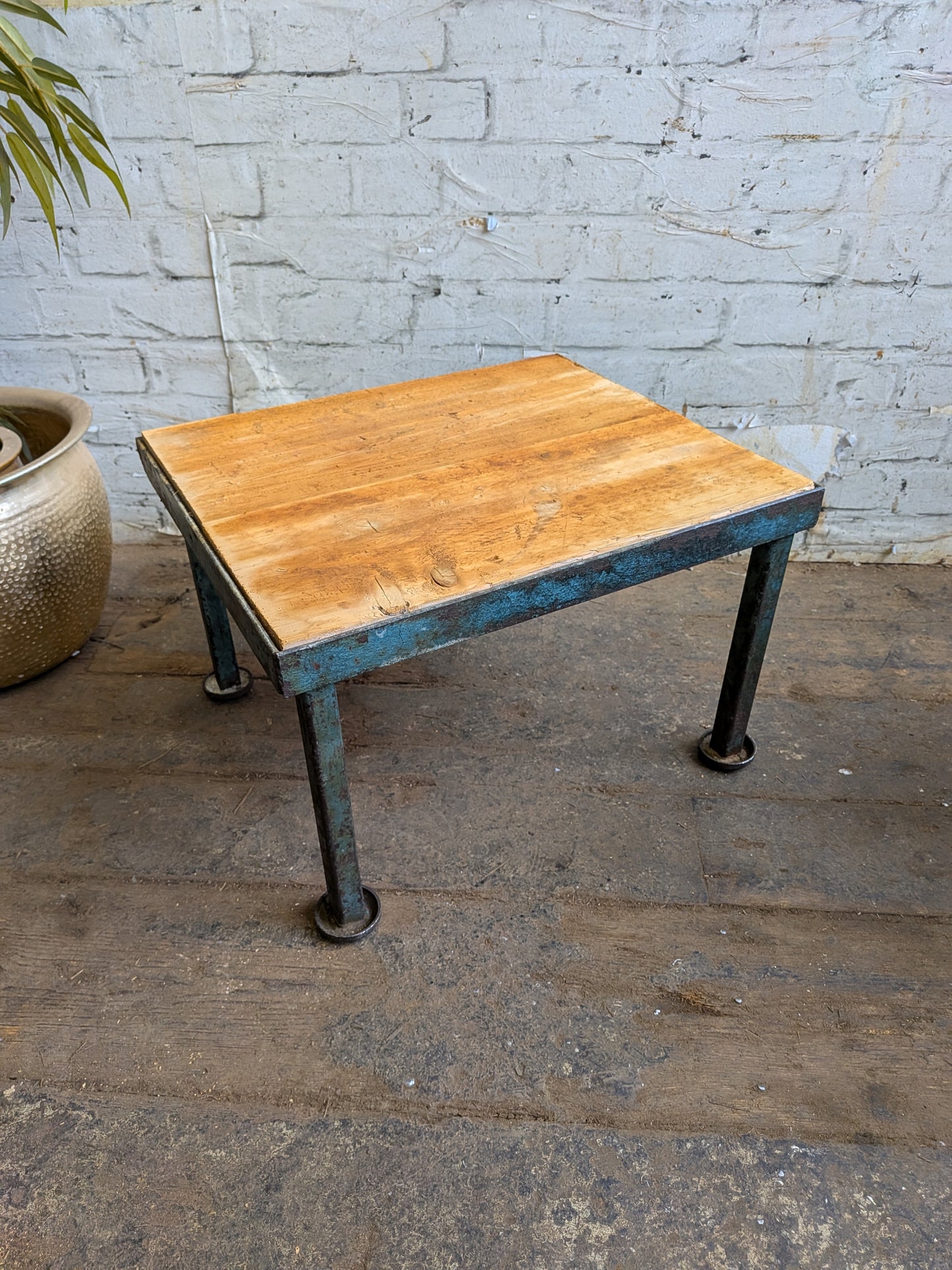 Vintage 50s 60s Mid Century Industrial Steel Side Coffee Lamp Table