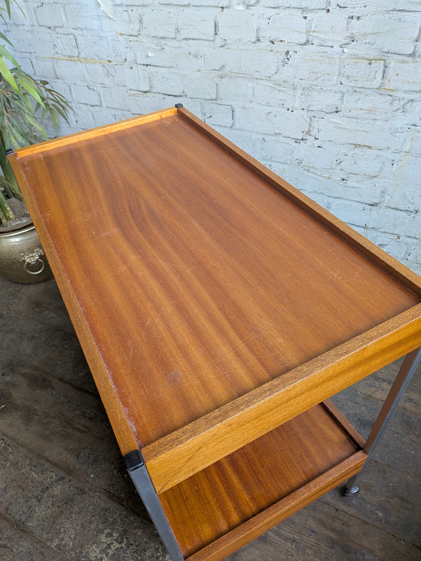 Vintage Mid Century Modern 2 Tier Drinks or Record Player Media Trolley Table