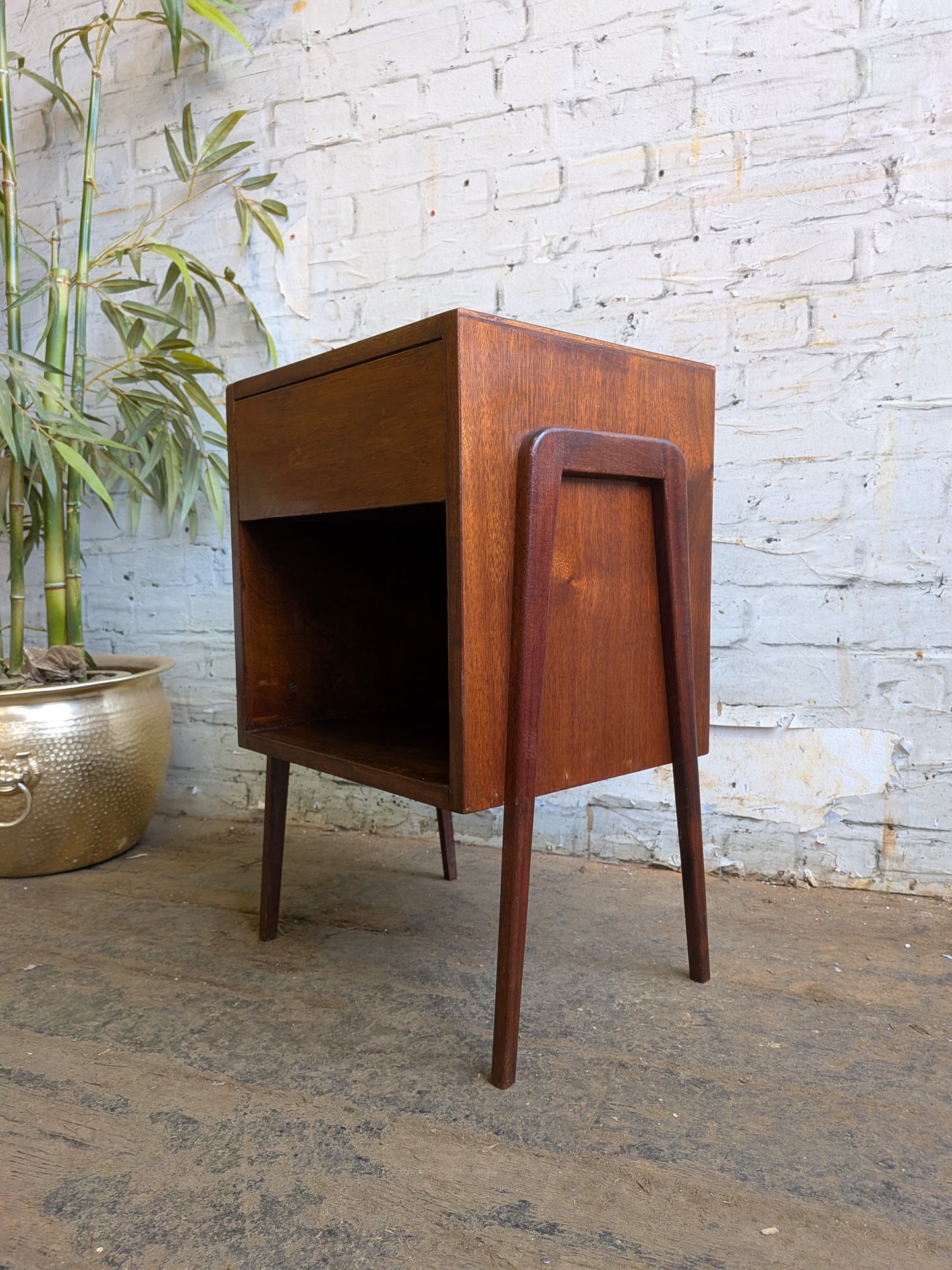 Vintage 1950s 60s Retro Mid Century Modern Side Table Bedside Cabinet with Single Drawer