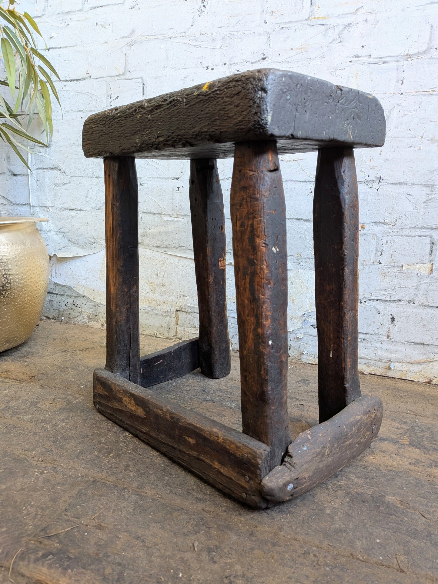 Scarce Antique Primitive Folk Art Industrial Cutlers Style Factory Work Stool