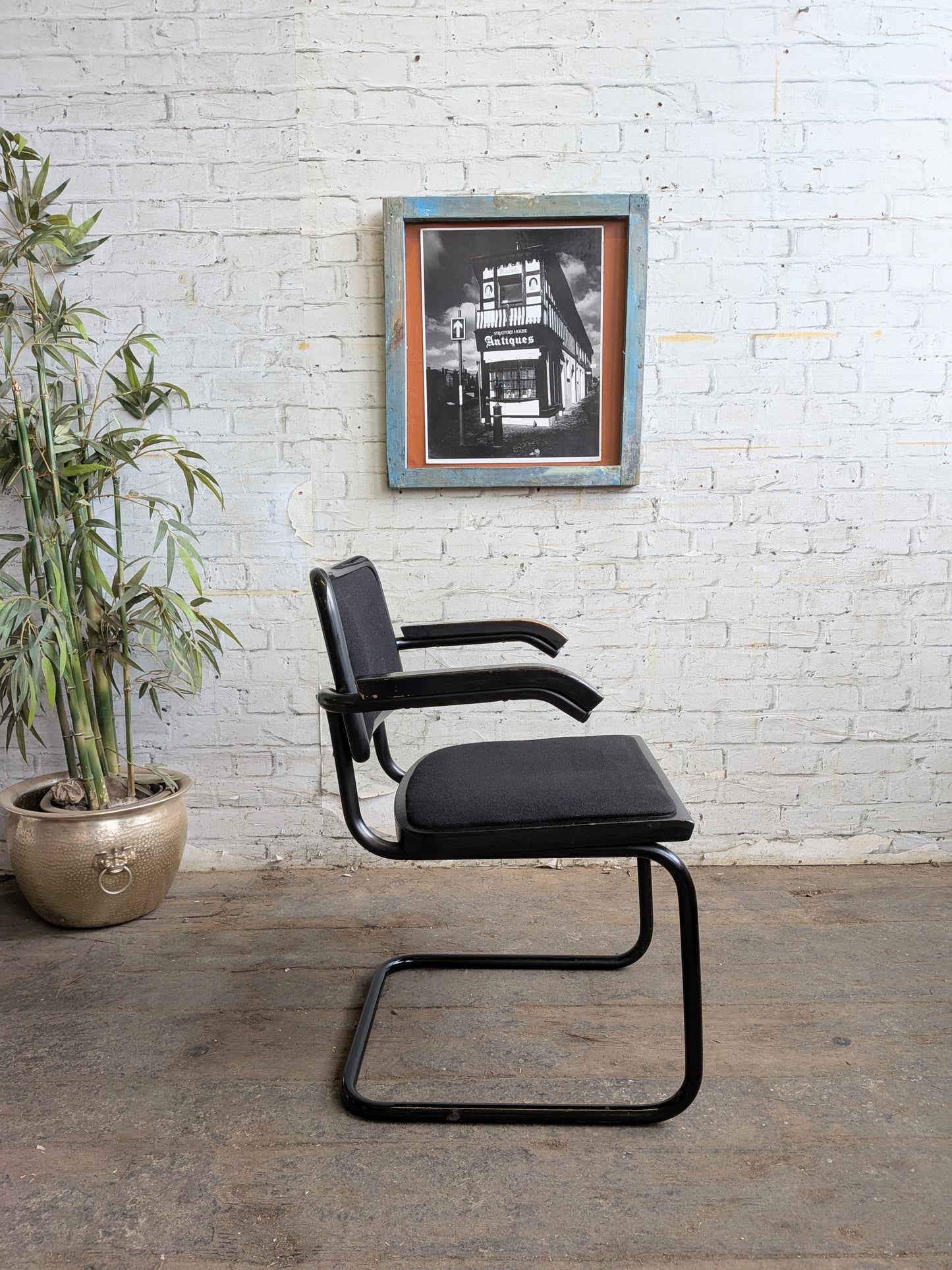 Vintage 70s 80s Marcel Breuer Design Black Cesce Armchair Cantilever Desk Chair