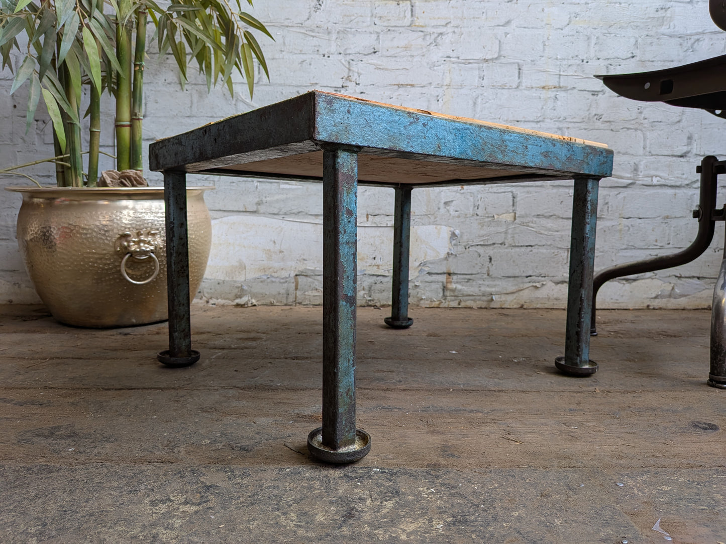 Vintage 50s 60s Mid Century Industrial Steel Side Coffee Lamp Table