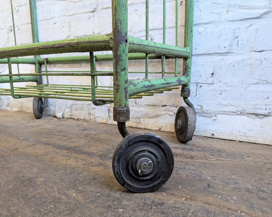 1 x Vtg Mid Century Industrial Factory Steel Book Shelf Shelving Storage Trolley
